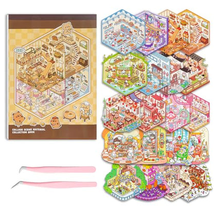 3D Sticker Scene Book | Repositionable, DIY Miniature Art Kit, Peel & Stick Activity, Creative Focus - color: Basic Sticker Book | 50 Pages, 20 Scenes (7.7x5.4in)
