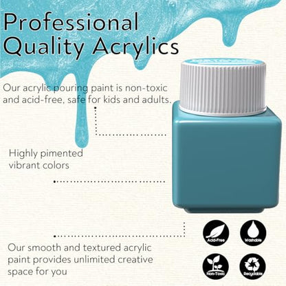 Metallic Acrylic Paint Set of Premium 30 Colors with Boxes, Professional Grade Metallic Paint with 1fl oz（30ml） Bottles, Non-Toxic, Rich Pigments - For Artists, Hobby Painters, Kids