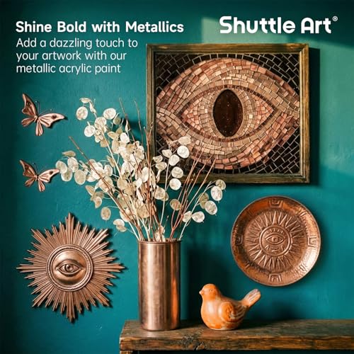 Shuttle Art Metallic Copper Acrylic Paint, 8.45 oz (250 ml) Copper Leaf Paint With Brush, Non Toxic, Non Fading Copper Paint for Crafts, Metal, Wood, Clay, Ceramic, Canvas, Furniture - color: Copper, size: 8.45 Fl Oz (Pack of 1)