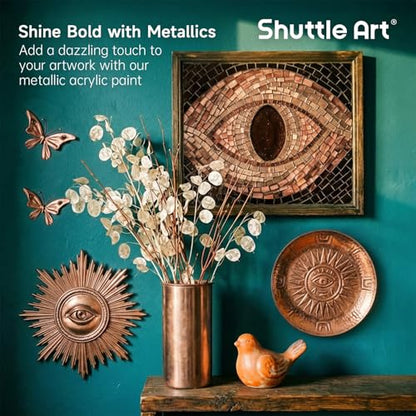 Shuttle Art Metallic Copper Acrylic Paint, 8.45 oz (250 ml) Copper Leaf Paint With Brush, Non Toxic, Non Fading Copper Paint for Crafts, Metal, Wood, Clay, Ceramic, Canvas, Furniture - color: Copper, size: 8.45 Fl Oz (Pack of 1)