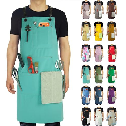 Kitchen Apron, Work Apron, Canvas Apron, Ice Blue - color: Ice Blue