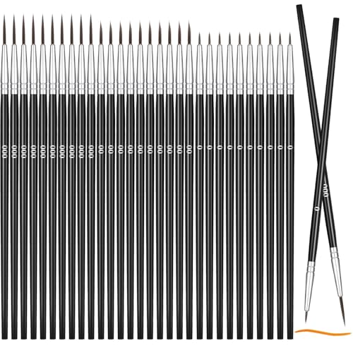 30 Pcs Tiny Detail Paint Brushes, Mini Small Painting Brushes Set, Fine Tip Paint Brushes Set with 3 Size #0#00#000 Liner Brush for Art, Crafts, Acrylic, Watercolor, Oil, Miniature 40k Model, Face