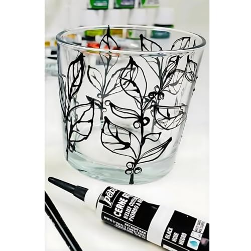 Vitrail Cerne Relief Dimensional Paint Black - 20ml 2 Pack Stained Glass & Modern Art Craft Supplies Art Set for Mixed Media, Canvas, Metal, Acrylic, and Glass DIY Paint Set with Ebook