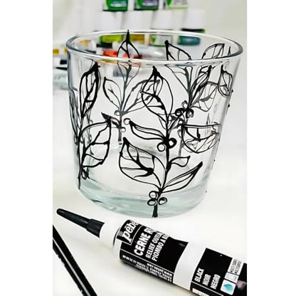 Vitrail Cerne Relief Dimensional Paint Black - 20ml 2 Pack Stained Glass & Modern Art Craft Supplies Art Set for Mixed Media, Canvas, Metal, Acrylic, and Glass DIY Paint Set with Ebook