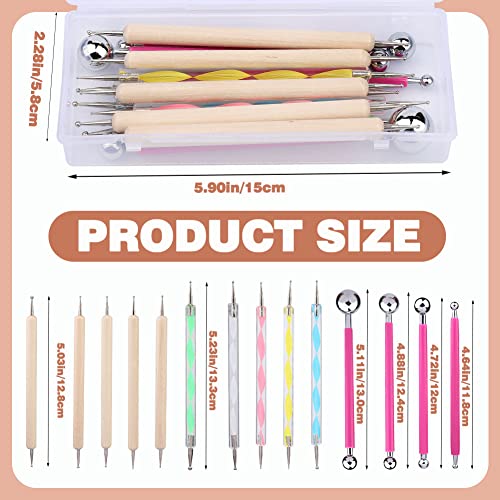 LOKUNN 14 PCS Dotting Tools Ball Styluses Dotting Tools for Painting | Embossing Tools, Ball End Dot Art Tools, Dot Painting Tools, Pottery Clay Modeling Embossing Nail Art Mandala Tools - size: 14 PCS PINK