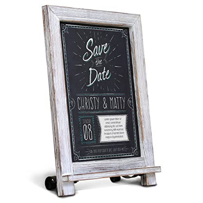 HBCY Creations Magnetic Tabletop Chalkboard Sign, 9.5" x 14", Rustic | Magnetic Surface, Metal Scrolled Legs, Countertop or Wall Mount - color: 1- Whitewashed, size: 10"W x 14"H