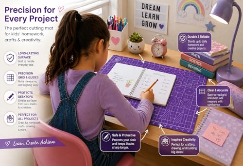 KC GLOBAL A3 (19"x13") Professional Grade Self-Healing Cutting Mat (Purple) - Odor-Free, Double-Sided, Eco-Friendly, Non-Slip, Premium Desk mat for DIY, Crafting, Model Building,and Art Projects - size: 19"L x 13"W