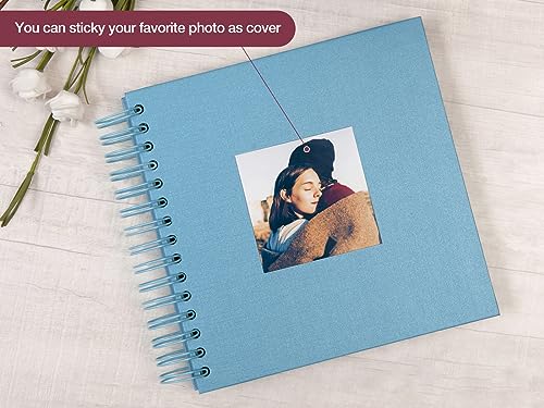 potricher 8 x 8 Inch DIY Scrapbook Album 80 Pages with Kraft Paper, Blue - color: Blue, size: 8 Inch 80 Pages