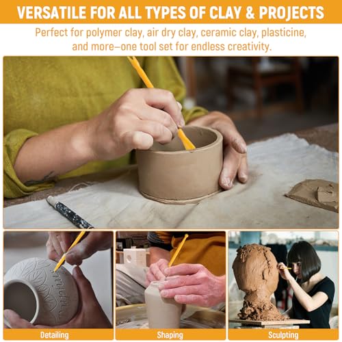 32Pcs Clay Sculpting Tools, Polymer Clay Art Tool Set Cake Decorating Hand Tools, DIY Plastic Pottery Tool Kit for Embossing Fondant Crafts
