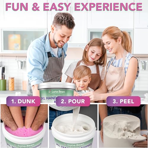 Luna Bean XL Hand Casting Kit for Family - Extra Large Mold, Up to 6 Hands | Molds up to 4 adult hands or 2 adults with 4 kids - double the material of our couples kit, family keepsake gift - size: Family XL