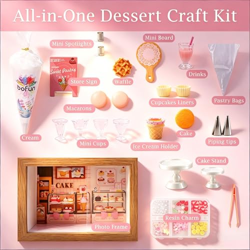 BoFUN Make Mini Dessert Craft Kit for Teens &Adults with Display Frame