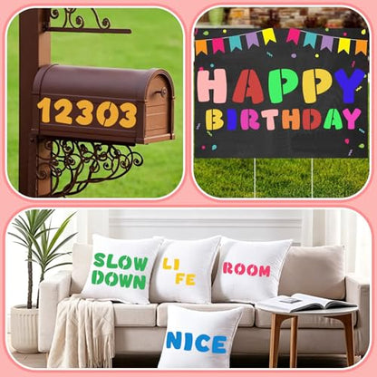 80 Pcs Letter Stencils, Large Letter Stencils for Painting (3 Inch+4 Inch) | Alphabet & Number Stencil for Crafts, Reusable,PET,Letters Stencils for Painting on Wood,Wall,Fabric,Chalkboard,Signs,DIY Art - size: 3 Inch+4 Inch