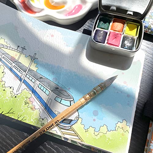 5x5" Watercolor Sketchbook,Mixed Media Pad,Travel Portable Drawing Journal | 140LB/300gsm 20Sheets/40Pages Watercolor Paper,Cold Press,Cloth Fabric Hardcover,Sewing Binding,Lay-Flat.Bird - color: 300gsm-Bird