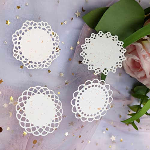 Metal Die Cuts Set 4 Different Patterns Lace Flower Border Cutting Dies for Scrapbooking Photo Album DIY Craft Die for Card Making (Round Lace Flower Border) - style: Four lace edge circles