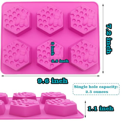 Sakolla 2 Pack Honeycomb Silicone Soap Molds, 6 Cavity Hexagon Bee Silicone Molds for Soap, Lotion Bars, Wax Melts, Beeswax (Purple) - color: Honeycomb/Purple