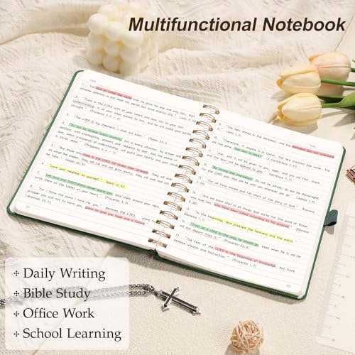 EMSHOI Lined Spiral Journal Notebook, 140 Numbered Pages, A5 (5.7" x 8.2") - color: Dark Green, style: A5 Lined