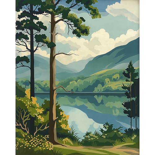 Natuyalo Paint by Numbers Kit for Adults - Forest Landscape Paint by Number on Canvas Without Frame, DIY Acrylic Painting for Ideal Gift Home Wall Decor (16x20 Inch) - color: ART-04