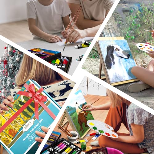 Inburit Art Acrylic Paint Set for Adults & Kids with Canvas Easel | Deluxe Art Supplies Kit with 18 Vibrant 22ml Acrylic Paint Tubes, 6 Canvas Boards, 8 Brushes, Portable Desktop Wood Easel - color: 36PCS+18Colors/22ml