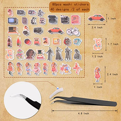 200Pcs Vintage Scrapbook Stickers, Aesthetic Junk Journal Stamping Supplies Kit, Scrapbooking Ephemera Washi Paper for Bullet Journaling Planners Diary Collage (Nostalgic) - style: Nostalgic