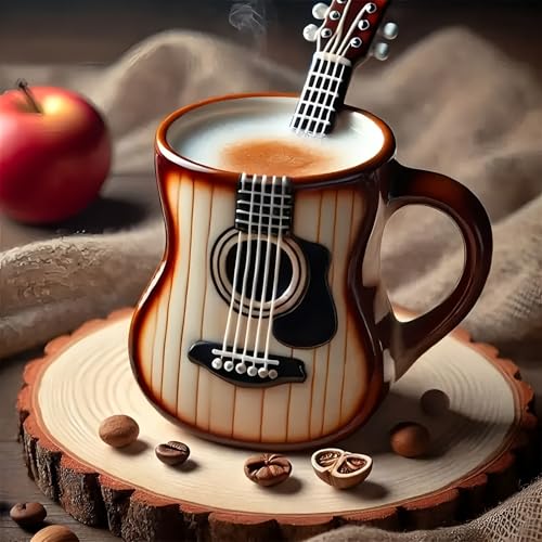 Shouruihua Coffee Diamond Painting Kits for Adults, Guitar Diamond Art Kit | Music, Gem Art, Diamond Dotz Kits, Diamond Dots, Full Round Drill Diamond Painting Kits Beginner, 11.8x11.8 in - color: Coffee