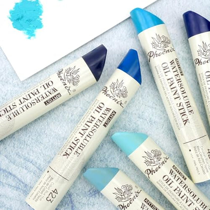 PHOENIX Blue Oil Paint Stick - Set of 12 Ocean Marine Colors 37ml Large Soft Oil Pastels for Artists - color: 12 Marine Colors