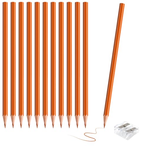 12 Pack Orange Colored Pencils for Kids, Pre-sharpened Art Pencils Back to School Supplies Set, Drawing Sketching Pencils for Students, Teachers, Classroom - color: orange