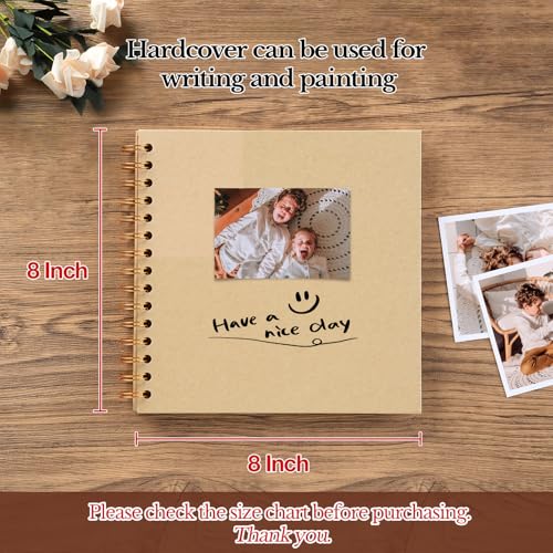 potricher 8 x 8 Inch DIY Scrapbook Album 40 Pages with Kraft Paper, Yellow - color: Yellow, size: 8 Inch 40 Pages