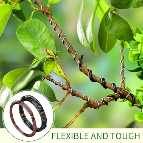 Mudder 5 Roll Bonsai Training Wire Aluminum 1/1.5/2.0mm Modern | Anodized Coating Resists Rust, 160 Ft for Branches, Includes Cutter, Flexible Cable Holds Shape, For Bonsai Tree Training - color: Modern, size: 1/1.5/2.0mm