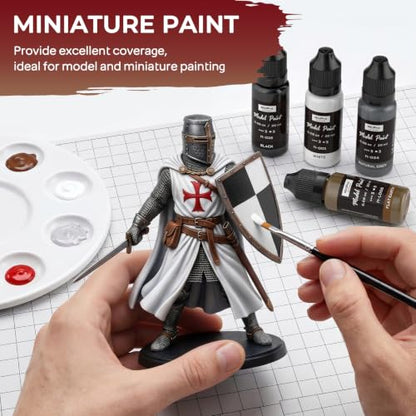 Nicpro 10 Colors Black, White & Gray Model Paint Set, 20ml Ready to Use | Modeling Acrylic Paints, Brush & Airbrush, Miniature Paint Set for Models, Figures, Terrain, Dioramas & 3D Print with Thinner - style: Black, White & Gray