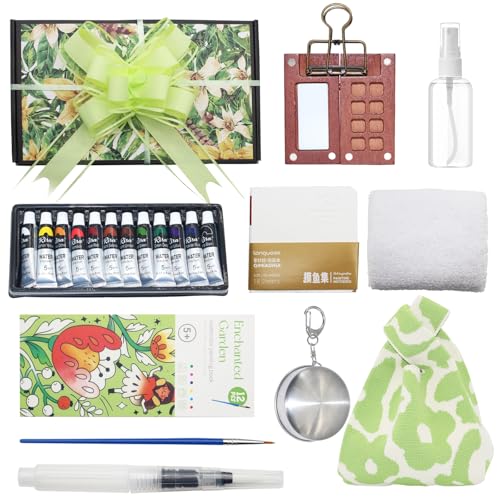 Mini Watercolor Travel Paint Set, Pocket Travel Art Kit | 12 Colors, Portable Palette, Sketchbook and Brushes Clip, Wristband, Cup, Storage Bag, for Birthdays, Holidays & Art Lovers