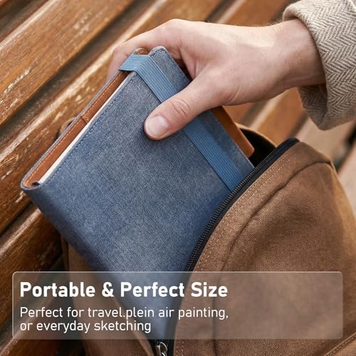 Watercolor Sketchbook A5 (8.3" x 5.8"), 24 Sheets 100% Cotton Cold Press 300GSM 140LB, Refillable Paper with Dual-Sided Consistent Texture, for Watercolor, Gouache, Acrylic & Mixed Media - color: Brown