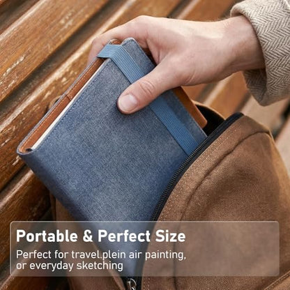 Watercolor Sketchbook A5 (8.3" x 5.8"), 24 Sheets 100% Cotton Cold Press 300GSM 140LB, Refillable Paper with Dual-Sided Consistent Texture, for Watercolor, Gouache, Acrylic & Mixed Media - color: Brown