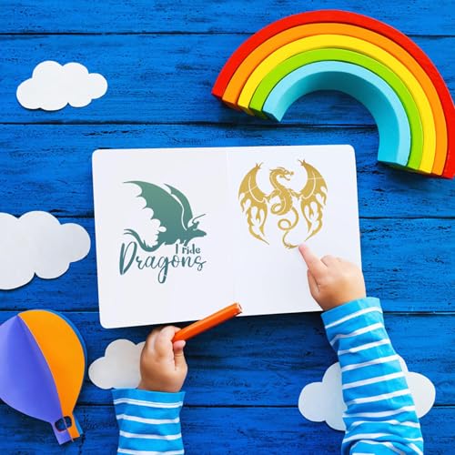 Dragon Stencils for Crafts 6” Reusable Dragon Stencil Templates for Painting on Wood T-Shirts Canvas - style: Dragon
