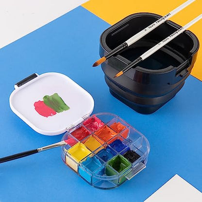 Falling in Art 16 Wells Airtight Paint Palette with Lid, Black - color: Black