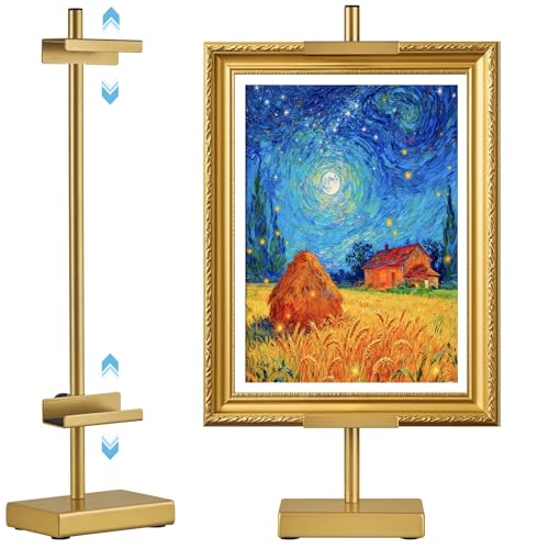 Rofio Gold Easel, 17" Adjustable Tabletop Picture Frame Stand for Signs - color: Gold