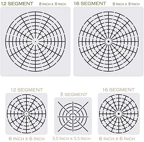 5 Pieces Mandala Dot Painting Tool Stencils Template Set, 8/12/16 Segment Dotting Tools Mandala Stencils Reusable Dot Stencil Rock Painting Stencil Circle Template for DIY Art Projects