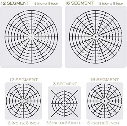 5 Pieces Mandala Dot Painting Tool Stencils Template Set, 8/12/16 Segment Dotting Tools Mandala Stencils Reusable Dot Stencil Rock Painting Stencil Circle Template for DIY Art Projects