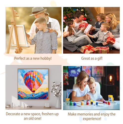 Artunion Framed Paint by Numbers Kit for Adults Beginners & Kids Ages 8-12,Hot Air Balloon Paint by Number with Frame,Abstract Paint by Numbers Kit on Canvas 10 * 10 Inch Without Easel - color: ZXT-336-F