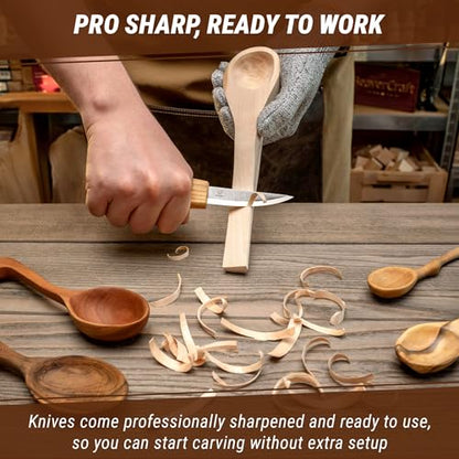 BeaverCraft S13 Wood Carving Tools Set for Spoon Carving 3 Knives Wood Carving Kit for Beginners Hook Knife Wood Carving Right-Handed Spoon Carving Whittling Knives (S13 Right-Handed)