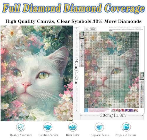 Dugsmgd Cat Diamond Art Kits for Adults, Diamond Painting 12x16 Inch - color: Cat