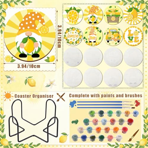 Reallnaive 8 Pcs Lemon Paint by Numbers Kit for Adults Wooden Coasters - style: Lemon