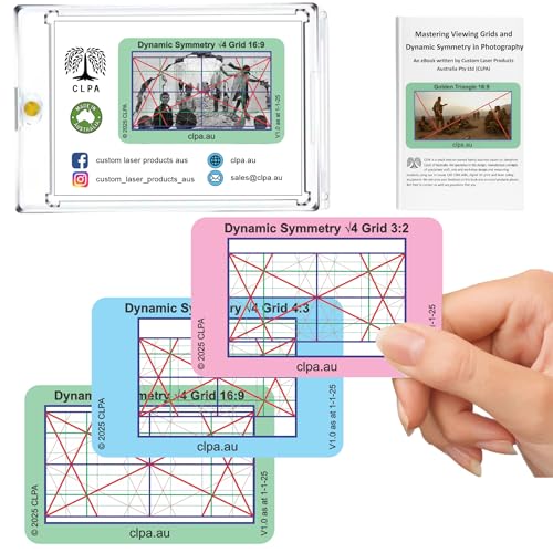 Dynamic Symmetry Root 4 Directors Viewfinder Card | Australian Designed and Made; Artist Viewfinder for Drawing and Photography; 3:2, 4:3 and 16:9 - size: Dynamic Symmetry Root 4