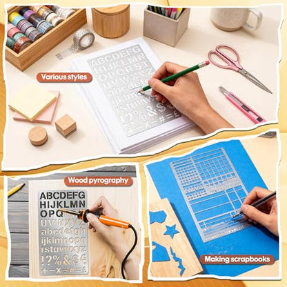 2 PCS Metal Stencils Planner Stencil for Bullet Journal Stencils,Bookmark, Planning, Lines, Habit Tracker, Templates, Tiny Letters, Small Number - size: 2PCS Journal Stencils