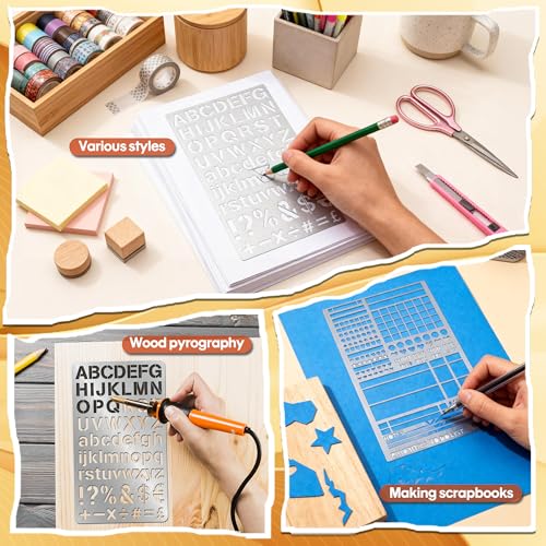 3 PCS Metal Journal Stencils Planner Stencil for Bullet Journal Stencils,Bookmark, Planning, Lines, Habit Tracker, Templates, Tiny Letters, Small Number - size: 3PCS Journal Stencils
