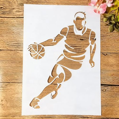 TIAMECH A4 Reusable Basketball Stencil for Painting | Playing Games Layering Template, DIY Wall Art, Wood Furniture, Scrapbook & Crafts (8.3x11.7inch) - style: Basketball