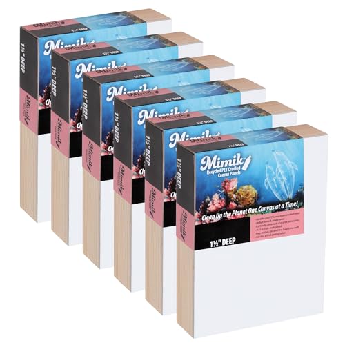 Creative Mark Mimik Recycled PET Cradled Canvas Panel 1-1/2" Depth- 5x7" Pack of 6 - Medium-Textured Painting Board for Eco-Conscious Artists, 14.11 oz Triple-Acrylic-Primed Weight - size: 5x7" Pack of 6