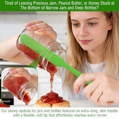 6PCS Silicone Jar Spatula for Scraping,Jar Scraper Spatula with Long Handle