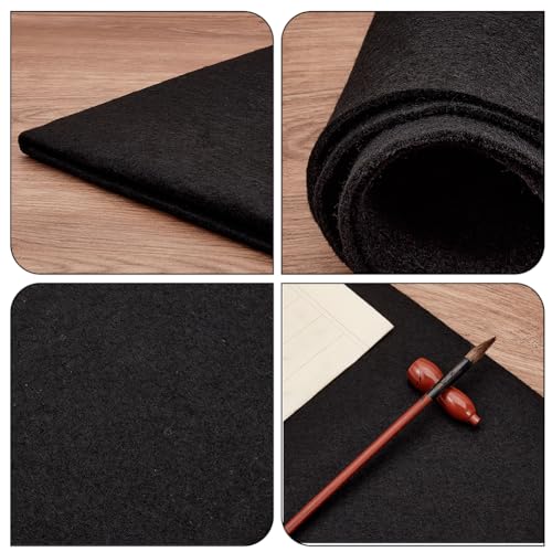 BENECREAT 27.5x19.6inch Chinese Calligraphy Drawing Felt Mat, Black Xuan Paper Painting Felt Desk Pad for Practice Calligraphy Traditional Chinese Painting, 3mm Thick