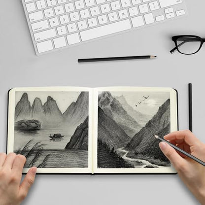5x5 Pocket Sketch Book,80gsm Hardcover Art Sketchbook for Drawing Journal | PU Cover,Blank Paper,96Sheets/192Pages,Lay-Flat,Portable Travel Creation Paint Diary Memo Planner,Dry Media.Black - color: PU Cover-5x5in-Black