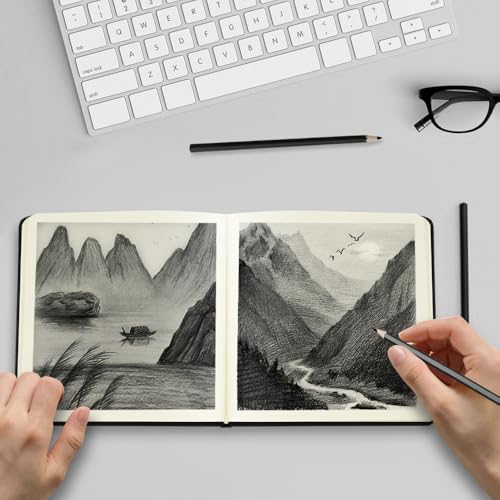 5x5 Pocket Sketch Book,80gsm Hardcover Art Sketchbook for Drawing Journal | PU Cover,Blank Paper,96Sheets/192Pages,Lay-Flat,Portable Travel Creation Paint Diary Memo Planner,Dry Media.Black - color: PU Cover-5x5in-Black
